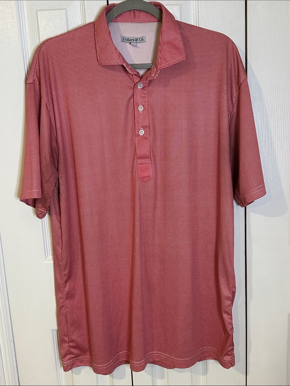 Collars & Co. Red Micro-Check Performance Polo | XL